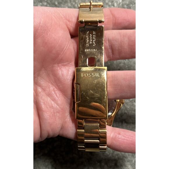 Fossil Men’s Stainless Steel Chronograph Watch Gold Tone Blue Dial Box Xtra Link - Picture 3 of 16